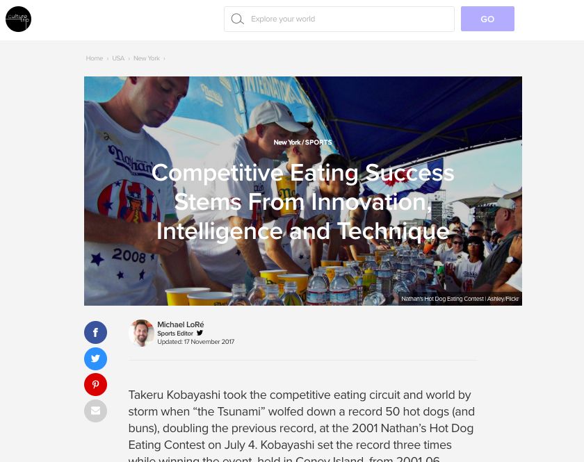   Competitive eating success stems from innovation, intelligence and technique  