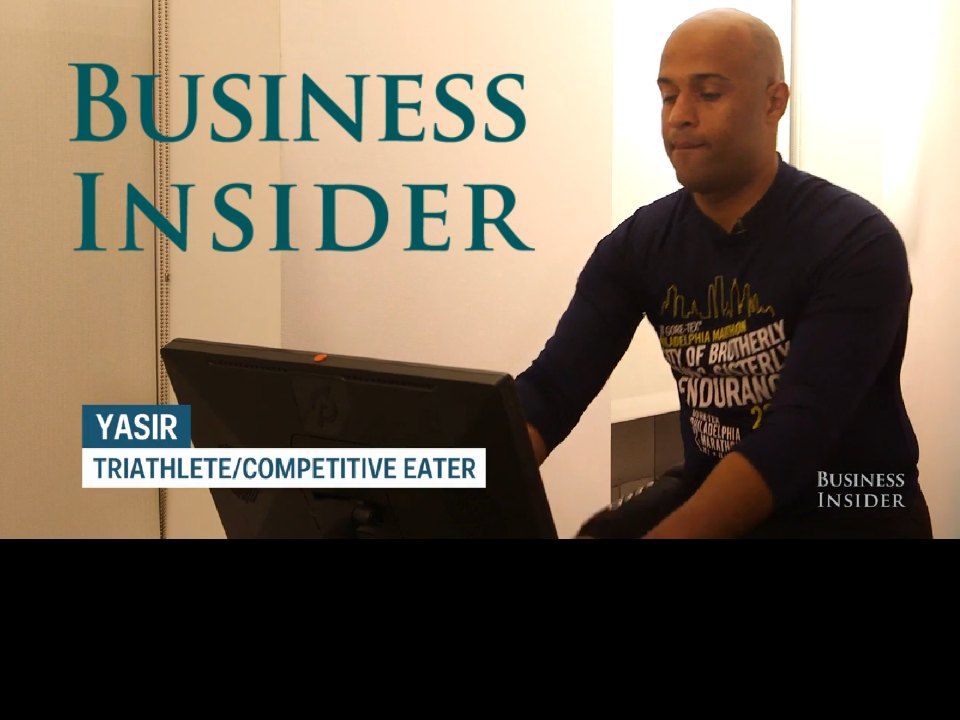 Business Insider video still: Yasir Salem, triathlete and competitive eater
